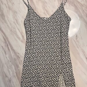 Reformation Black and White Floral Slip Dress